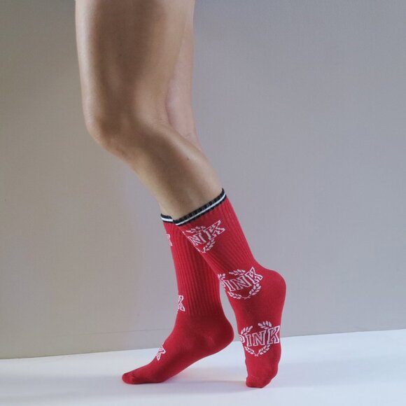 Victoria's Secret PINK Crew Socks Red NWT - Picture 8 of 8